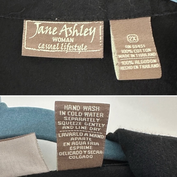 Vintage Jane Ashley Black Painted Beaded Button Up Shirt Women’s Plus Size 2X - Picture 15 of 16